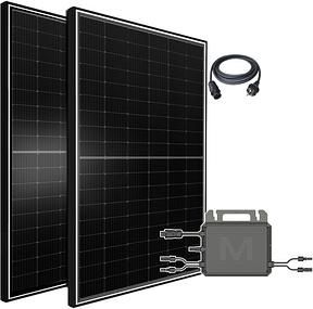 1000 W Balkonkraftwerk Komplettset – 800 W MARSTEK Mikrowechselrichter mit 2 × 500 W bifazialen Glas-Glas-Modulen